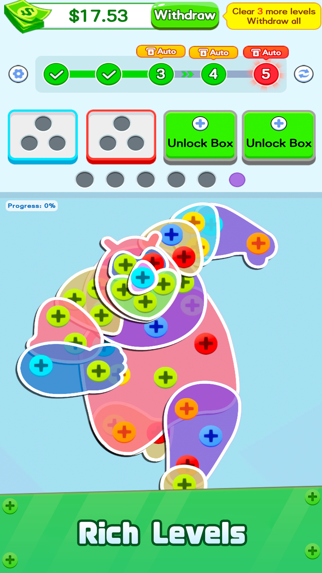 Screw Away Challenge: layered pieces and screw paths